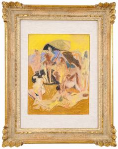 FAUSTO  PIRANDELLO : Bagnanti sulla spiaggia  - Asta Asta di Arte Moderna e Contemporanea - Associazione Nazionale - Case d'Asta italiane