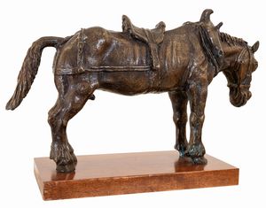 Antonio Ligabue : Cavallo dopo il lavoro  - Asta Asta di Arte Moderna e Contemporanea - Associazione Nazionale - Case d'Asta italiane
