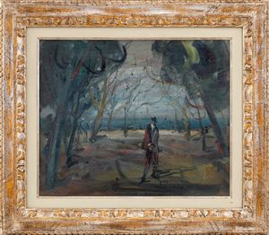 LUIGI  SPAZZAPAN : Paesaggio con figure  - Asta Asta di Arte Moderna e Contemporanea - Associazione Nazionale - Case d'Asta italiane