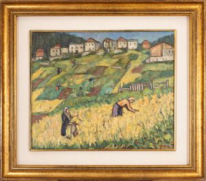 FIORENZO TOMEA : Contadini nei campi  - Asta Asta di Arte Moderna e Contemporanea - Associazione Nazionale - Case d'Asta italiane