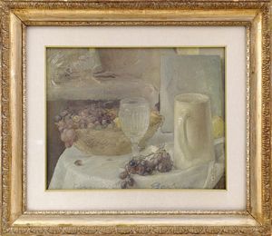 GIOVANNI BARBISAN : Natura morta con bicchiere  - Asta Asta di Arte Moderna e Contemporanea - Associazione Nazionale - Case d'Asta italiane
