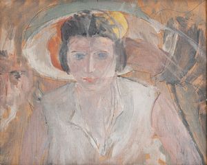 PIO SEMEGHINI : Ritratto con cappello  - Asta Asta di Arte Moderna e Contemporanea - Associazione Nazionale - Case d'Asta italiane