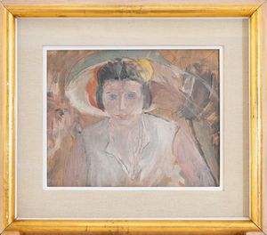 PIO SEMEGHINI : Ritratto con cappello  - Asta Asta di Arte Moderna e Contemporanea - Associazione Nazionale - Case d'Asta italiane