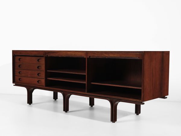 FRATTINI GIANFRANCO (1926 - 2004) : Credenza mod. 501/3 con scomparti a serrande scorrevoli per Bernini, Ceriano Laghetto  - Asta Asta 523 | DESIGN E ARTI DECORATIVE DEL NOVECENTO Tradizionale - Associazione Nazionale - Case d'Asta italiane