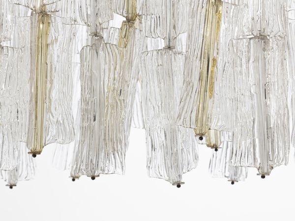 VENINI : Grande lampada a sospensione della serie Elica, Murano  - Asta Asta 523 | DESIGN E ARTI DECORATIVE DEL NOVECENTO Tradizionale - Associazione Nazionale - Case d'Asta italiane