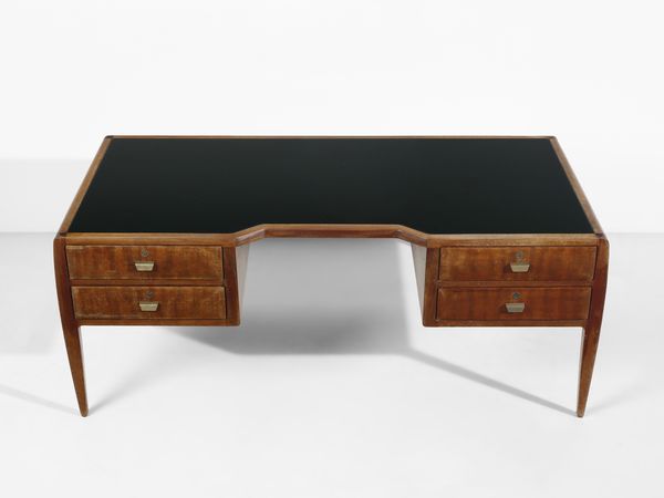PONTI GIO (1891 - 1979) : Scrivania dirigenziale a quattro cassetti unita a dattilo a due cassetti per Dassi Mobili Moderni, Italia  - Asta Asta 523 | DESIGN E ARTI DECORATIVE DEL NOVECENTO Tradizionale - Associazione Nazionale - Case d'Asta italiane