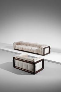 SCARPA CARLO (1906 - 1978) - Divano a tre posti e poltrona mod. Cornaro per Simon, San Lazzaro di Savena