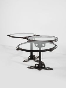 FALLANI ROBERTO  (n. 1937) : Tavolo/scrivania Tre Cerchi  - Asta Asta 523 | DESIGN E ARTI DECORATIVE DEL NOVECENTO Tradizionale - Associazione Nazionale - Case d'Asta italiane