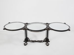 FALLANI ROBERTO  (n. 1937) : Tavolo/scrivania Tre Cerchi  - Asta Asta 523 | DESIGN E ARTI DECORATIVE DEL NOVECENTO Tradizionale - Associazione Nazionale - Case d'Asta italiane