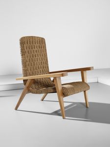 ROMANO AUGUSTO : attribuito. Salotto composto da un divano, due poltrone, un tavolino e due sgabelli  - Asta Asta 523 | DESIGN E ARTI DECORATIVE DEL NOVECENTO Tradizionale - Associazione Nazionale - Case d'Asta italiane