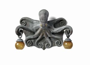 MAINE ANGELO CAMILLO (1892 - 1969) - attribuito. Grande lampada da parete a due luci raffigurante un polpo