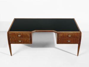 PONTI GIO (1891 - 1979) : Scrivania dirigenziale a quattro cassetti unita a dattilo a due cassetti per Dassi Mobili Moderni, Italia  - Asta Asta 523 | DESIGN E ARTI DECORATIVE DEL NOVECENTO Tradizionale - Associazione Nazionale - Case d'Asta italiane