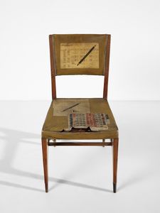GIO PONTI (1891-1979) & PIERO FORNASETTI (1913-1988) : Sedia con seduta e schienale con decoro Calcolatrice, esecuzione Cassina, Meda  - Asta Asta 523 | DESIGN E ARTI DECORATIVE DEL NOVECENTO Tradizionale - Associazione Nazionale - Case d'Asta italiane