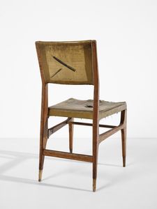 GIO PONTI (1891-1979) & PIERO FORNASETTI (1913-1988) : Sedia con seduta e schienale con decoro Calcolatrice, esecuzione Cassina, Meda  - Asta Asta 523 | DESIGN E ARTI DECORATIVE DEL NOVECENTO Tradizionale - Associazione Nazionale - Case d'Asta italiane