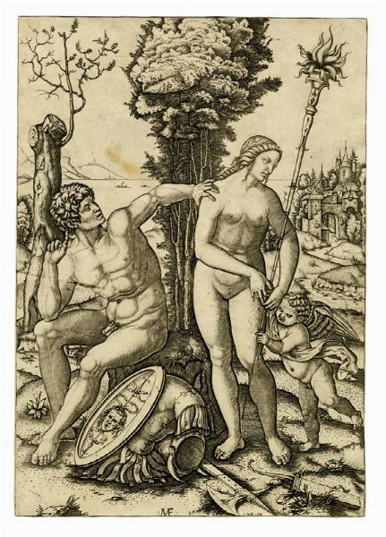 MARCANTONIO RAIMONDI : Marte, Venere e Cupido.  - Asta Arte Antica, Moderna e Contemporanea [parte I] - Associazione Nazionale - Case d'Asta italiane