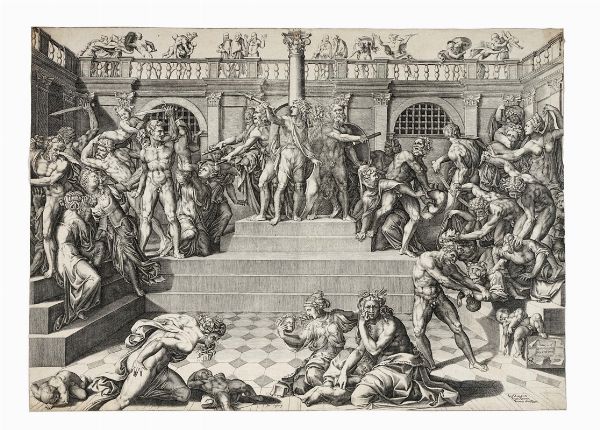 NICOLAS BEATRIZET : La strage degli innocenti.  - Asta Arte Antica, Moderna e Contemporanea [parte I] - Associazione Nazionale - Case d'Asta italiane