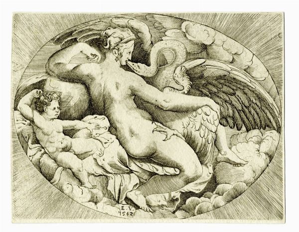 Enea Vico : Leda e il cigno.  - Asta Arte Antica, Moderna e Contemporanea [parte I] - Associazione Nazionale - Case d'Asta italiane