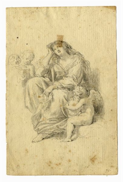 Fedele Fischetti : Maddalena penitente con due angeli.  - Asta Arte Antica, Moderna e Contemporanea [parte I] - Associazione Nazionale - Case d'Asta italiane