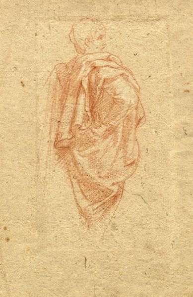 BALDASSARRE FRANCESCHINI (DETTO IL VOLTERRANO) : Figura panneggiata stante vista da tergo (r) / Studio per la medesima figura (v).  - Asta Arte Antica, Moderna e Contemporanea [parte I] - Associazione Nazionale - Case d'Asta italiane