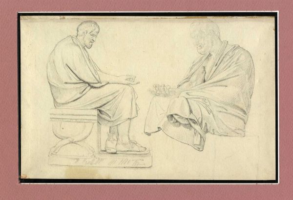 CARLO PRAYER : Studio per figura panneggiata all'antica seduta.  - Asta Arte Antica, Moderna e Contemporanea [parte I] - Associazione Nazionale - Case d'Asta italiane