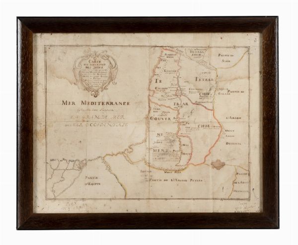 Carte du Royaume du Juifs selon le partage qui en fut fait par Herode le grand a ses fils Archelaus Herode surnomm Antipas et Philippe Division necessaire pour l'intelligence de l'histoire de l'Evangile.  - Asta Arte Antica, Moderna e Contemporanea [parte I] - Associazione Nazionale - Case d'Asta italiane