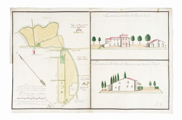 A. Pianta del Podere di Palugiano di sopra. B. Pianta del Podere di Palugiano in oggi d.o i Bossoli. Posti nel Popolo di Montemurlo Potesteria di Campi.  - Asta Arte Antica, Moderna e Contemporanea [parte I] - Associazione Nazionale - Case d'Asta italiane
