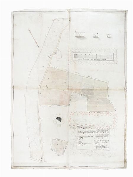 Pianta di due Possessioni, cio Carazzina e Cardinala, di ragione di S: E: Il Sig:re Marchese Alessandro Capponi di Firenze, poste nel territorio di Ravenna, in villa di S: Pantaleone in Castiglione,...  - Asta Arte Antica, Moderna e Contemporanea [parte I] - Associazione Nazionale - Case d'Asta italiane
