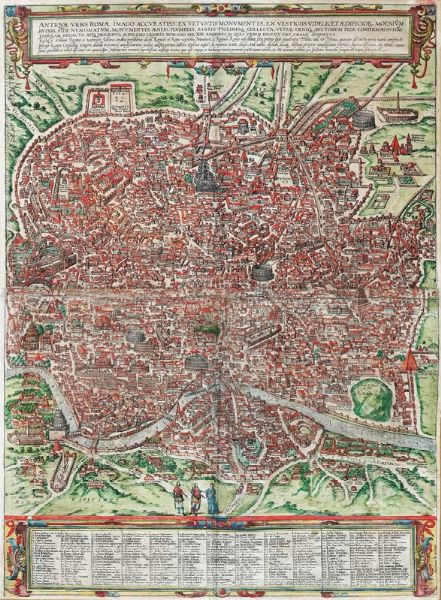 GEORG BRAUN : Antiquae Urbis Romae Imago Accuratiss: ex vetustis monumentis,ex vestigiis videlicet aedificior, moenium, ruinis... in hac tabulam redacta atq. descripta a Pyrrho Ligorio romano...  - Asta Arte Antica, Moderna e Contemporanea [parte I] - Associazione Nazionale - Case d'Asta italiane