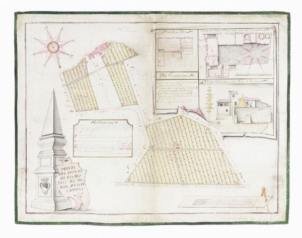 GIOVACCHINO CATOLFI : Pianta del Podere di Bisarno dell'Ill:mo Sig. Mar. Alessan. Capponi.  - Asta Arte Antica, Moderna e Contemporanea [parte I] - Associazione Nazionale - Case d'Asta italiane