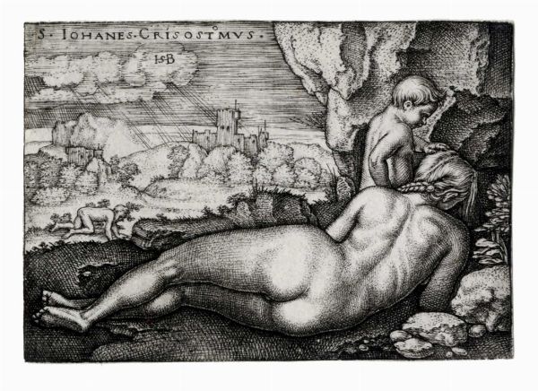 HANS SEBALD BEHAM : La penitenza di San Giovanni Crisostomo.  - Asta Arte Antica, Moderna e Contemporanea [parte I] - Associazione Nazionale - Case d'Asta italiane