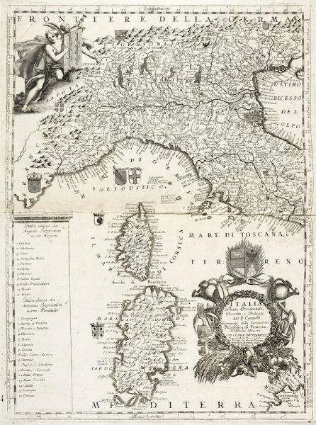 Vincenzo Maria Coronelli : Italia, Parte Occidentale, Descritta e Dedicata dal P. Coronelli, Cosmografo della Serenissima Repubica di Venetia, Al Padre Maestro Giuseppe Muzzarelli.../ Italia, Parte Orientale, Descritta e Dedicata Dal P. Cosmografo Coronelli, ...  - Asta Arte Antica, Moderna e Contemporanea [parte I] - Associazione Nazionale - Case d'Asta italiane