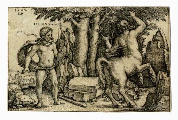 HANS SEBALD BEHAM : Ercole uccide Nesso.  - Asta Arte Antica, Moderna e Contemporanea [parte I] - Associazione Nazionale - Case d'Asta italiane