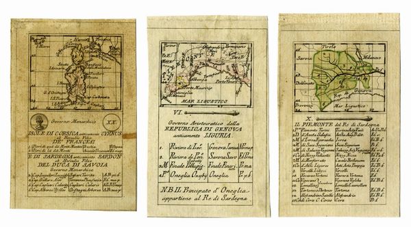 AGOSTINO DA RABATTA : Governo Aristocratico della Repubblica di Genova anticamente Liguria / Il Piemonte del Re di Sardegna / Isole di Corsica anticamente Cyrnus ab Herculis Filio. De' Francesi.  - Asta Arte Antica, Moderna e Contemporanea [parte I] - Associazione Nazionale - Case d'Asta italiane