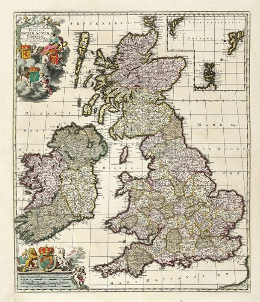 FREDERICK DE WIT : Novissima Prae Caeteris Aliis Accuratissima Regnorum Angliae, Scotiae, Hiberniae.  - Asta Arte Antica, Moderna e Contemporanea [parte I] - Associazione Nazionale - Case d'Asta italiane