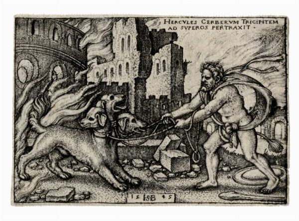 HANS SEBALD BEHAM : Ercole cattura Cerbero.  - Asta Arte Antica, Moderna e Contemporanea [parte I] - Associazione Nazionale - Case d'Asta italiane
