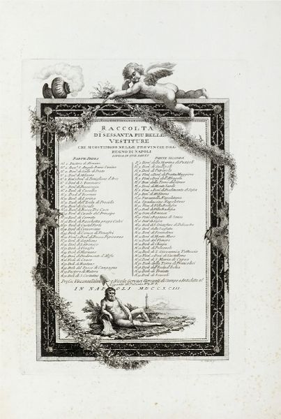 SECONDO BIANCHI : Raccolta di varie vestiture che costumano nelle citt, terre e paesi in provincie [sic] diverse del Regno di Napoli. Parte I (Parte II).  - Asta Arte Antica, Moderna e Contemporanea [parte I] - Associazione Nazionale - Case d'Asta italiane
