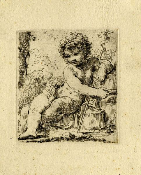 SIMONE CANTARINI : Il piccolo san Giovanni Battista.  - Asta Arte Antica, Moderna e Contemporanea [parte I] - Associazione Nazionale - Case d'Asta italiane