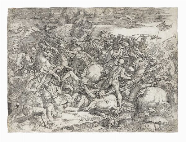 BATTISTA ANGOLO DEL MORO : Battaglia.  - Asta Arte Antica, Moderna e Contemporanea [parte I] - Associazione Nazionale - Case d'Asta italiane