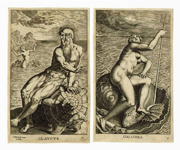 PHILIPS GALLE : Semideorum marinorum amnicorumque sigillariae imagines perelegantes / Semideorum marinorum nympharum Oceanitidum, Ephydridum potamidum, naiadum. Lynadumque icones, in gratiam picturae studiosae iuventutis delineatae sculptae:et editae...  - Asta Arte Antica, Moderna e Contemporanea [parte I] - Associazione Nazionale - Case d'Asta italiane