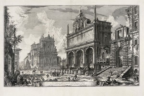 GIOVANNI BATTISTA PIRANESI : Veduta del Castello dell'Acqua Felice presso le Terme Diocleziane.  - Asta Arte Antica, Moderna e Contemporanea [parte I] - Associazione Nazionale - Case d'Asta italiane