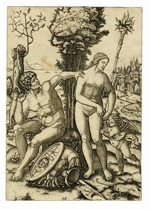 MARCANTONIO RAIMONDI - Marte, Venere e Cupido.