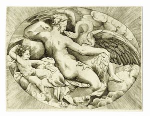 Enea Vico - Leda e il cigno.