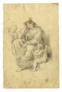 Fedele Fischetti - Maddalena penitente con due angeli.