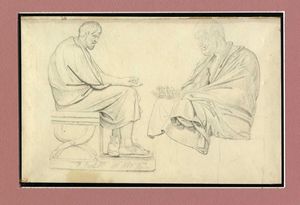 CARLO PRAYER - Studio per figura panneggiata all'antica seduta.