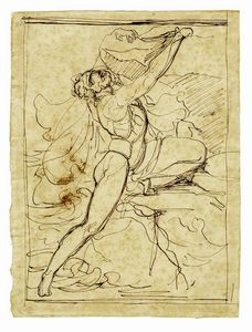 LUIGI SABATELLI - Ajace d?Oileo naufrago s?aggrappa a uno scoglio imprecando gli dei.