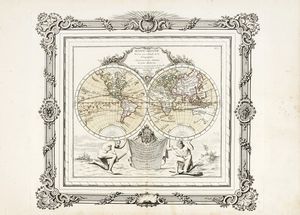 LOUIS BRION DE LA TOUR - Mappe-Monde Dresse pour l'Etude de la Gographie, relativement aux Auteurs les plus Modernes. Revue, corrige et augmente d'apres les Nouvelles Observations Astronomiques de Mrs Tchirikcow et de l'Isle. Revue de nouveau par M. Brion Ingenieur du Roy
