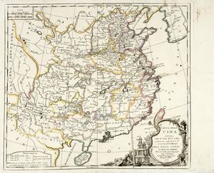 LOUIS BRION DE LA TOUR - Carta della Cina contenente tutte le Citt del I ordine e parimente quelle del 2 e 3 necessarie all'intelligenza della nuova storia di questo impero Rilevata dalla Carta Originale del P. Mailla dal Sig. Brion Ingegnere Geografo del Re.