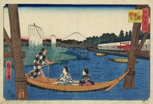 UTAGAWA HIROSHIGE I (AND? TOKUTAR?) - ?hashi nakazu mitsumata (Ponte dell'isola a Mitsumata).