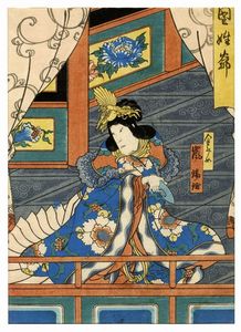 ISSHUSAI KUNIKAZU - Tre scene di teatro kabuki.