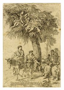 GIOVANNI BENEDETTO CASTIGLIONE (DETTO IL GRECHETTO) - Fuga in Egitto.